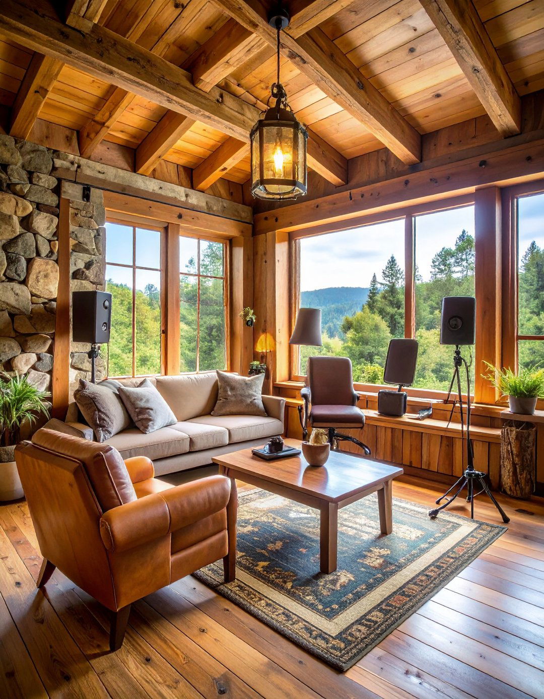 Rustic Cabin Podcast Retreat - 24 Podcast Room Ideas