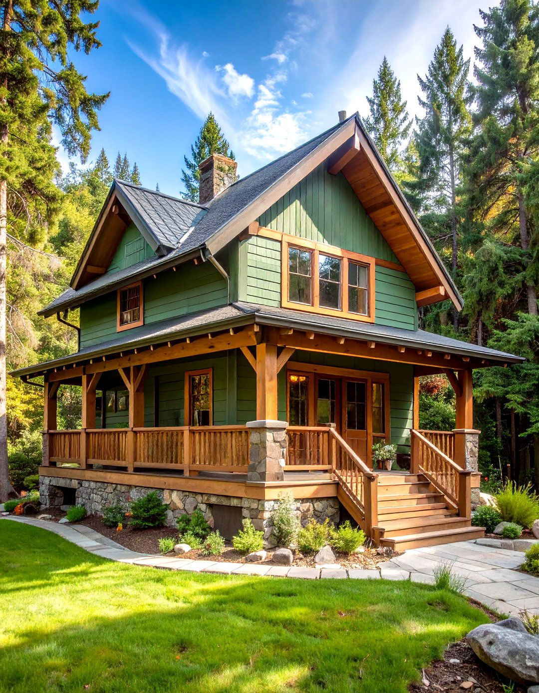 Rustic Cabin Sage Green Retreat - 24 Sage Green Painted Brick House Ideas