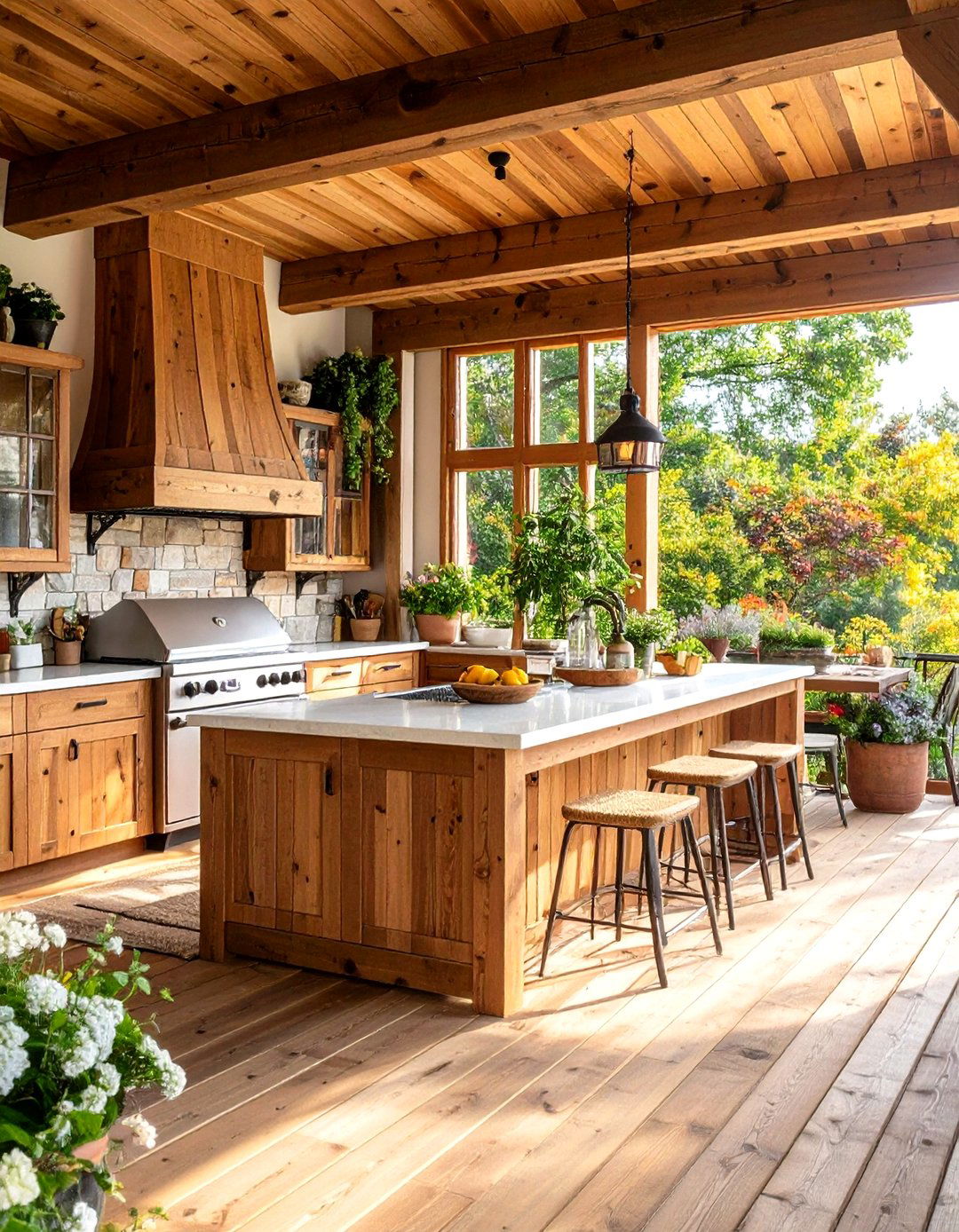 Rustic Cabin Style Deck Kitchen - 24 Outdoor Kitchen on Deck