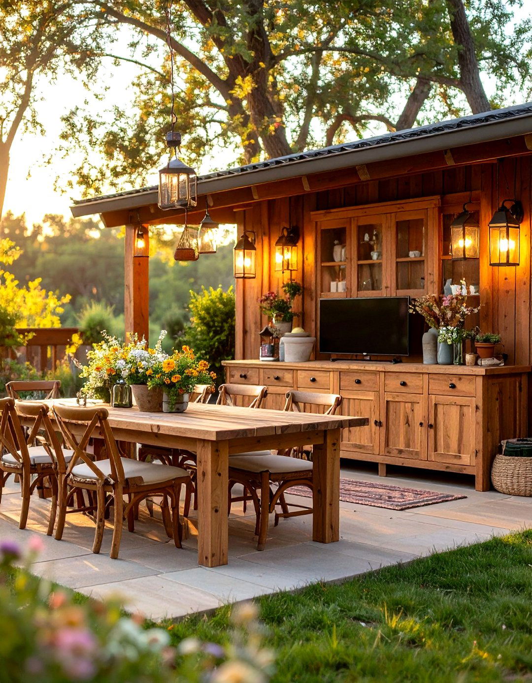 Rustic Cabin Style TV Setup - 24 Outdoor Tv Ideas