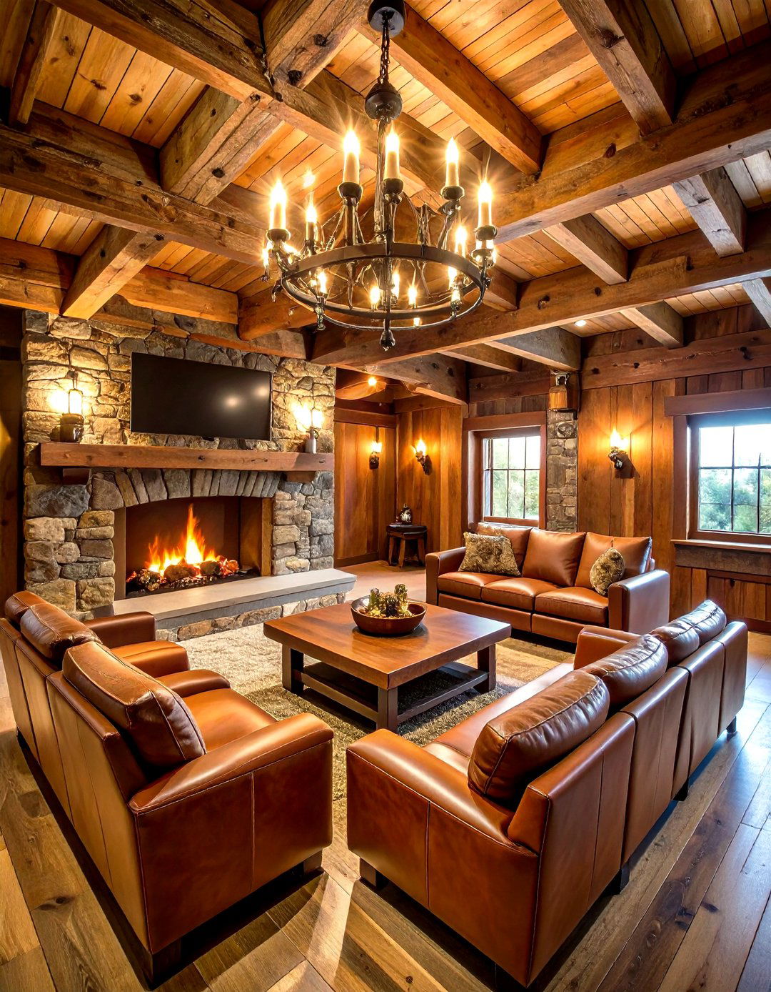 Rustic Cabin Theater Experience - 24 Basement Home Theater Ideas