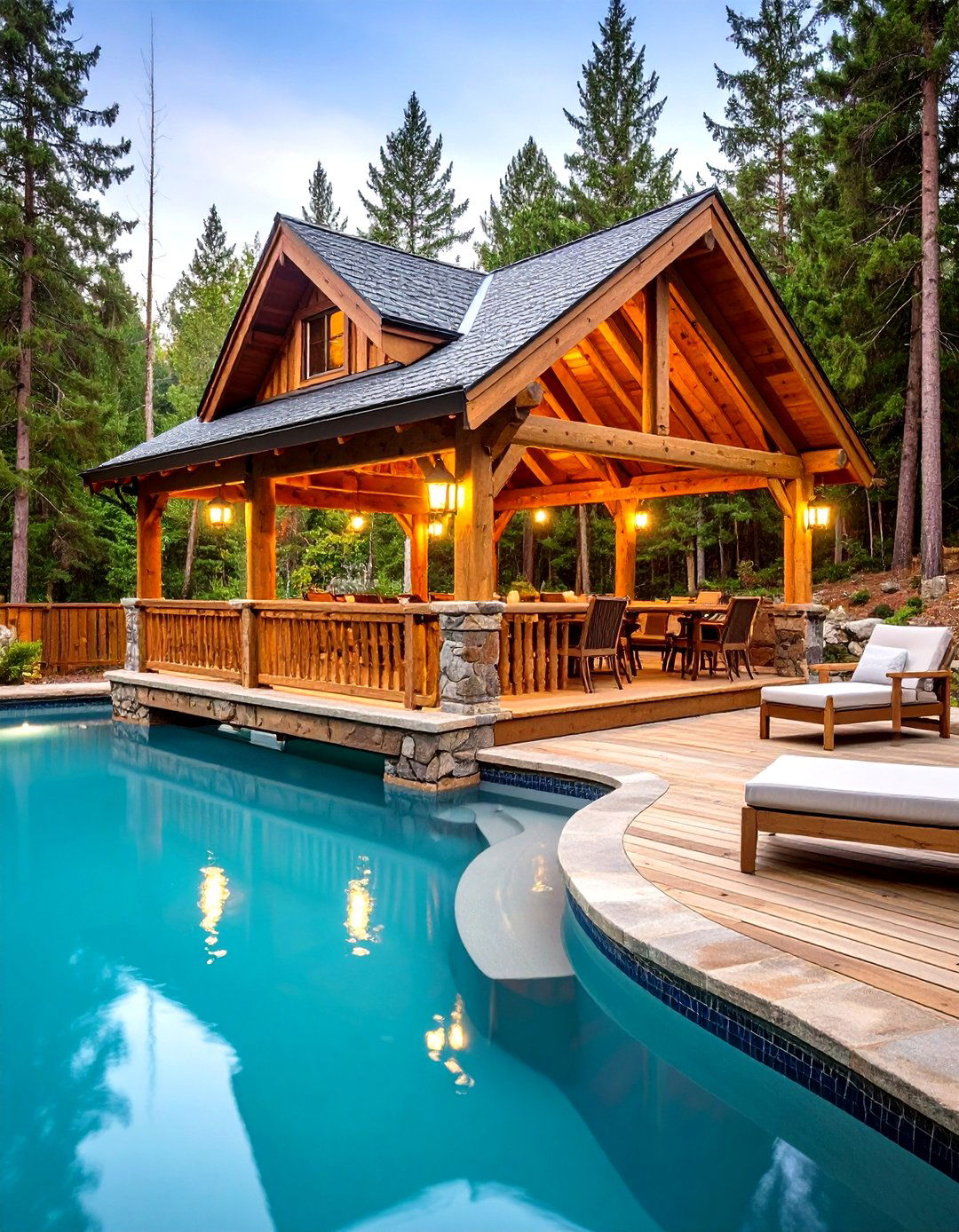 Rustic Cedar Log Cabin Pool Gazebo - 24 Pool Gazebo Ideas