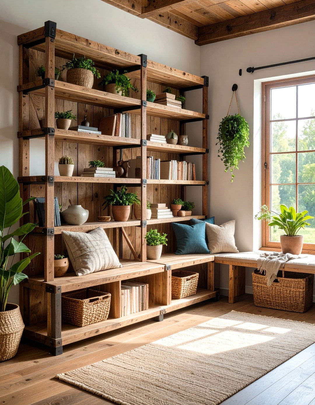 Rustic Corner Bookshelf with Reclaimed Wood - 24 Corner Bookshelf Ideas