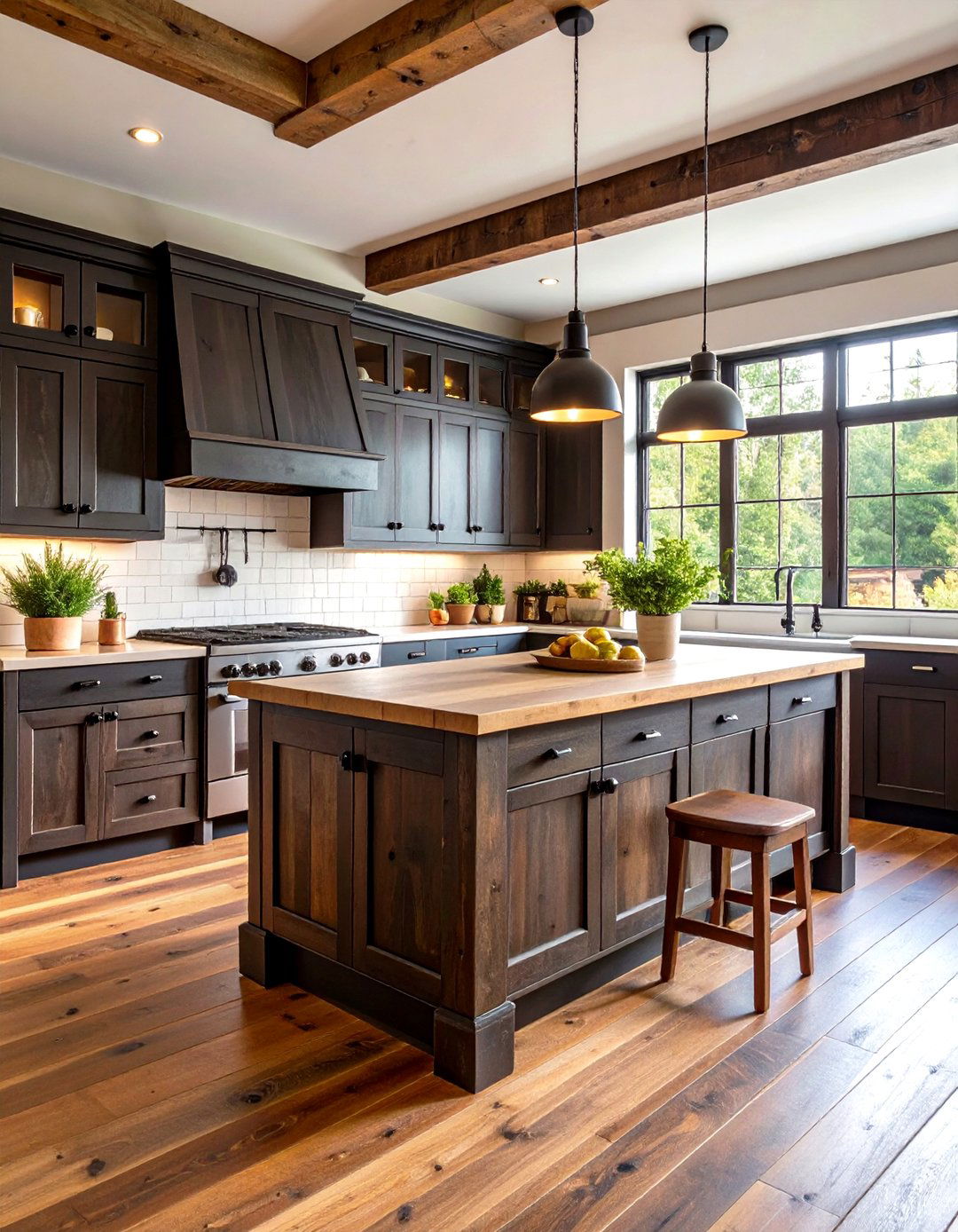 Rustic Dark Wood Cabinets