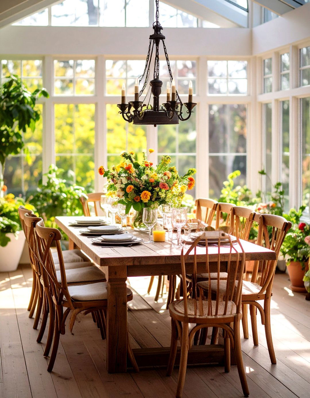 Rustic Dining Sunroom Retreat - 24 Rustic Sunroom Ideas