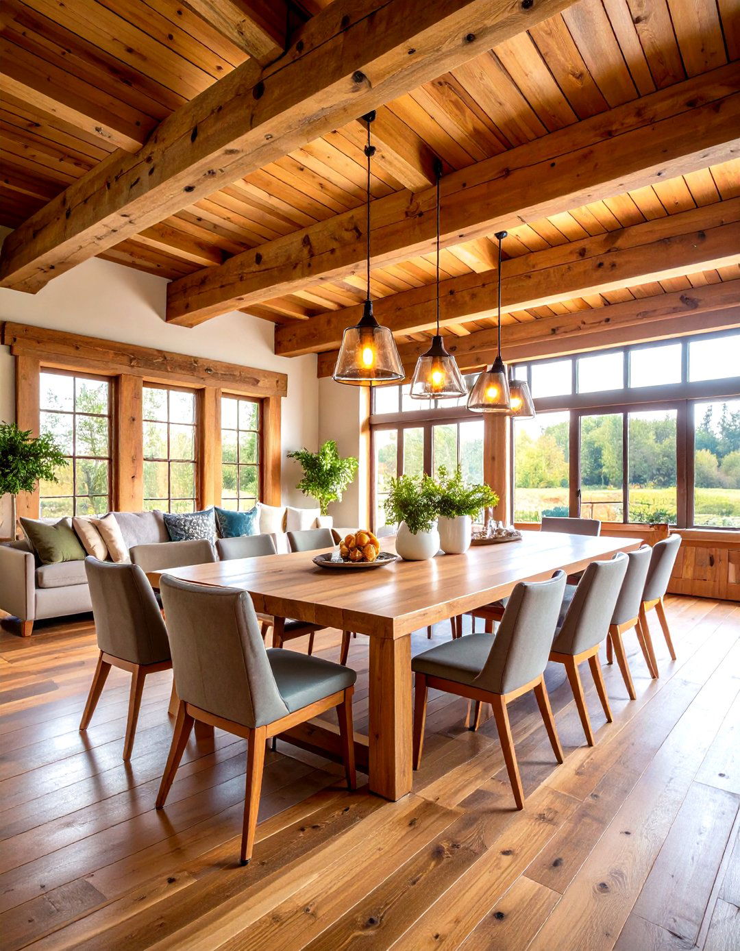 Rustic Exposed Beam Ceiling Treatment - 24 Dining Room Ceiling Ideas