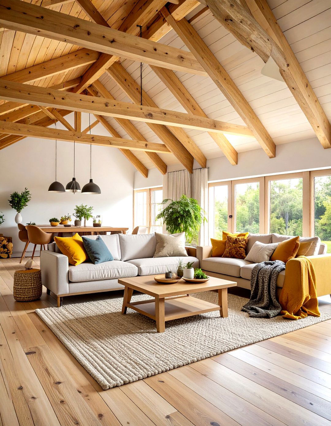 Rustic Exposed Beam Farmhouse Design - 24 Living Room Vaulted Ceiling Ideas