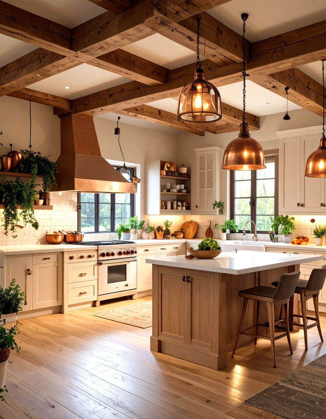 Rustic Exposed Beam Kitchen - 24 French Country Kitchen Ideas