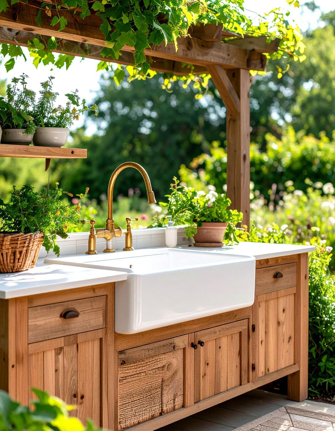 Rustic Farmhouse Apron Sink Station - 24 outdoor sink ideas