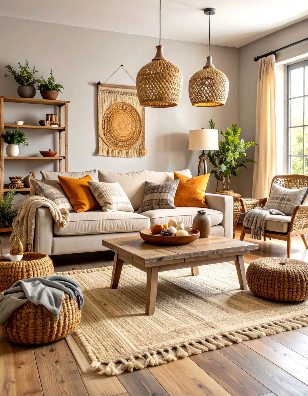 Rustic Farmhouse Beige Sofa Retreat - 24 Grey and Beige Living Room Ideas