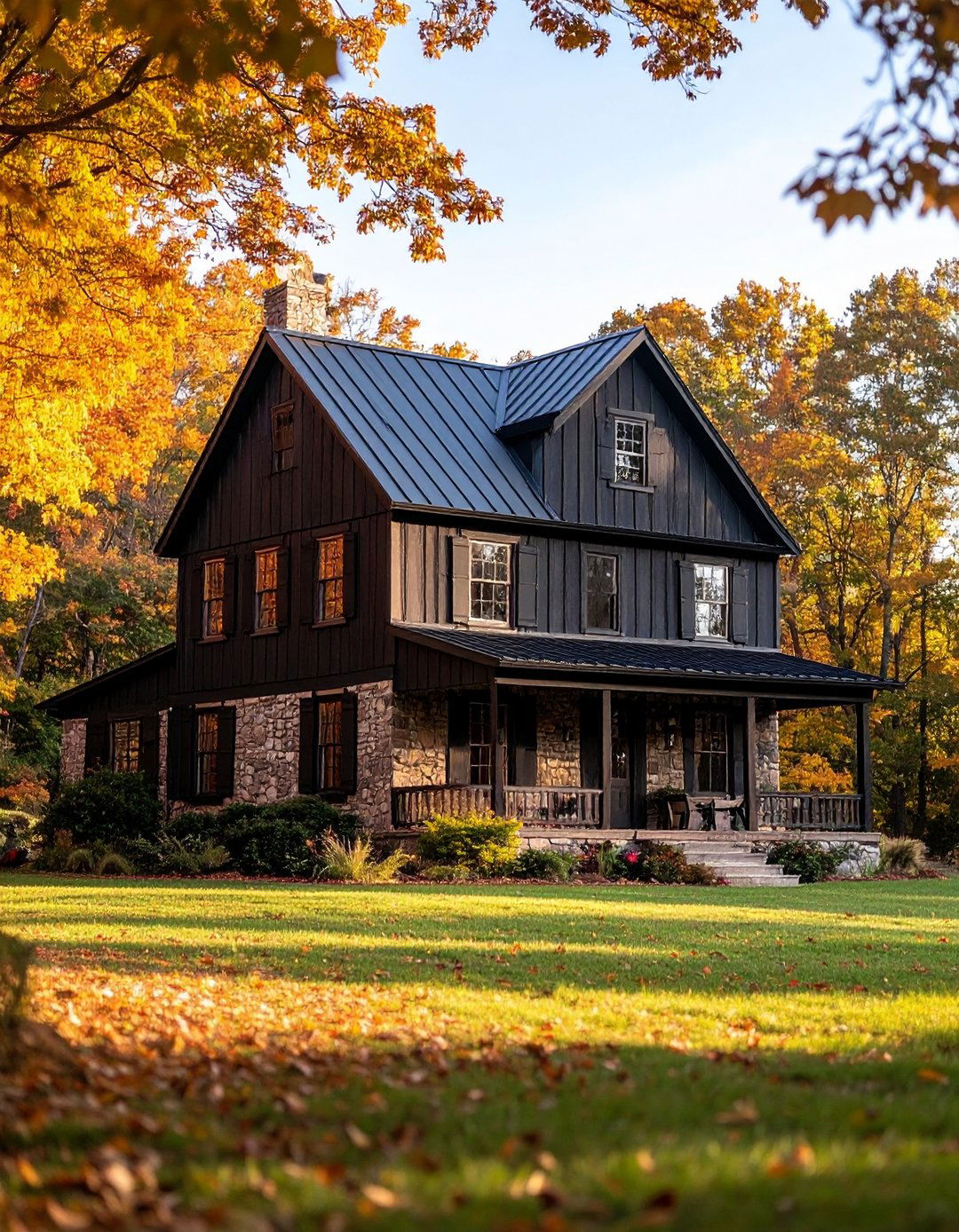 Rustic Farmhouse Black Metal - 24 Red Brick House with Black Trim Design Ideas