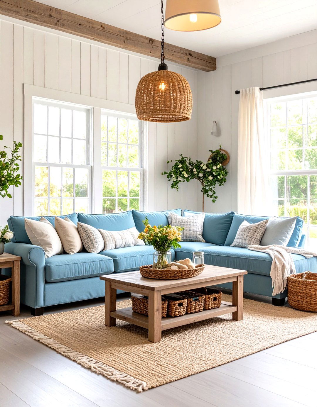 Rustic Farmhouse Blue and Weathered Grey - 24 Blue and Grey Living Room Ideas