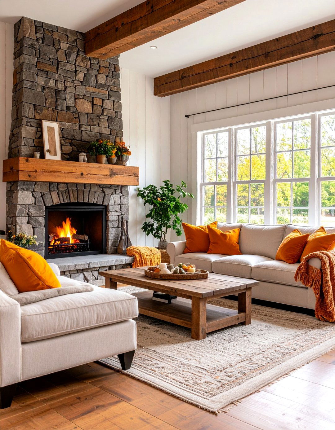 Rustic Farmhouse Burnt Orange Retreat - 24 Burnt Orange Living Room Ideas