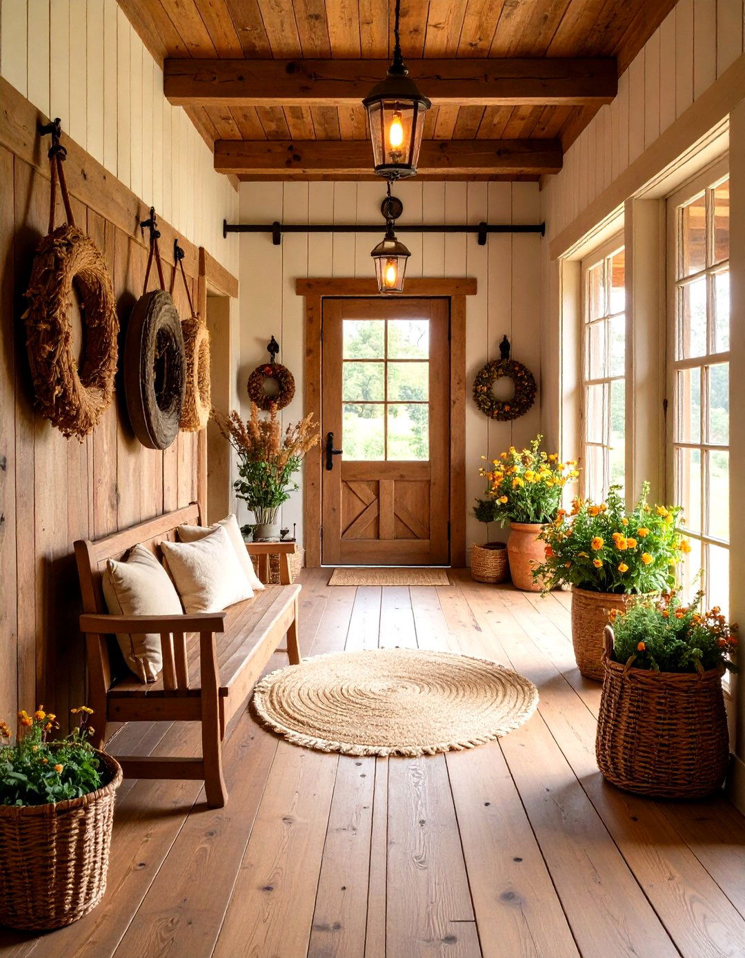 Rustic Farmhouse Charm - 24 Hallway Wallpaper Ideas