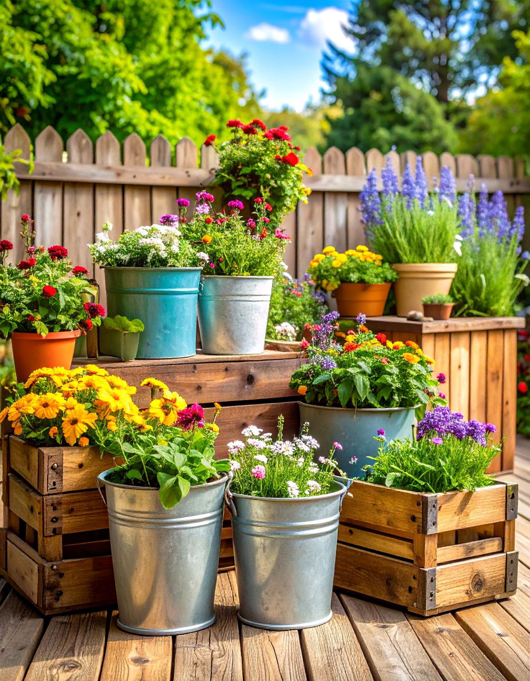 Rustic Farmhouse Container Collection - 24 Deck Decorating Ideas With Plant