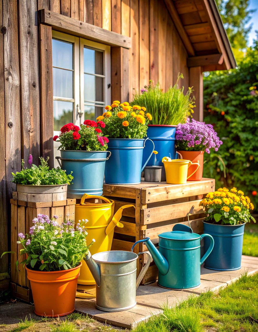 Rustic Farmhouse Corner Display - 24 Corner Garden Ideas With Pots
