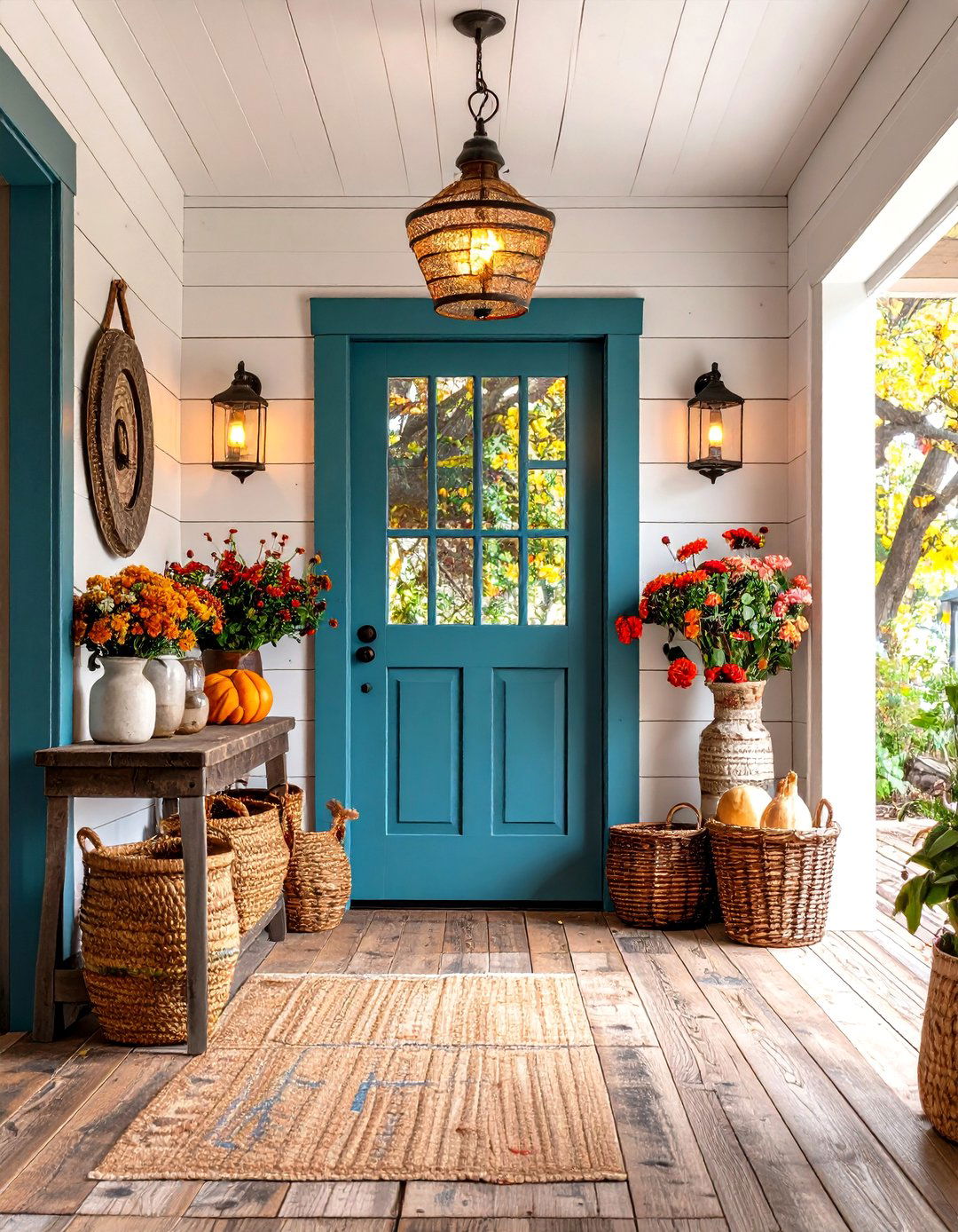 Rustic Farmhouse Foyer with Reclaimed Wood - 24 Foyer Decor Ideas