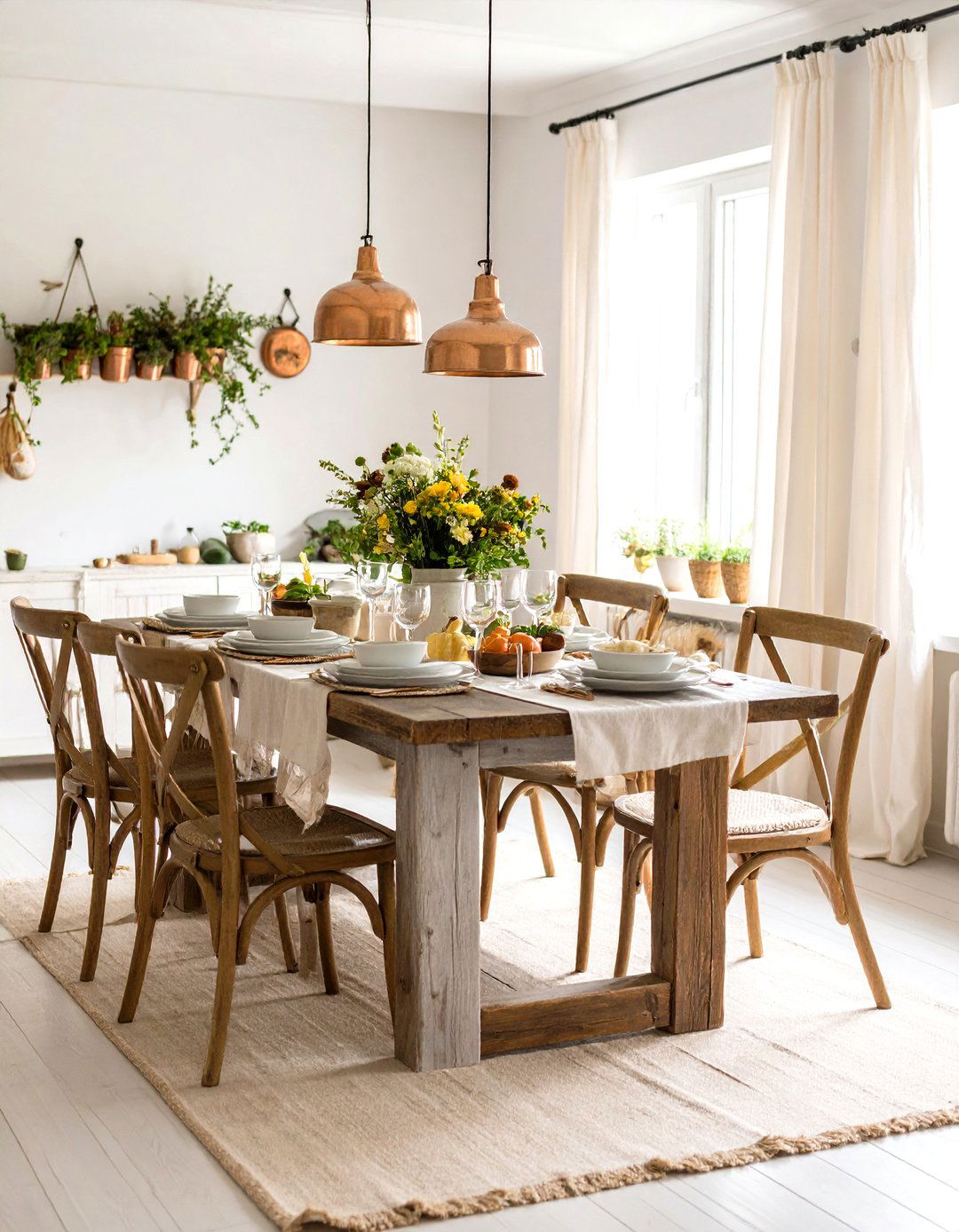 Rustic Farmhouse French Country Dining Room with Reclaimed Wood