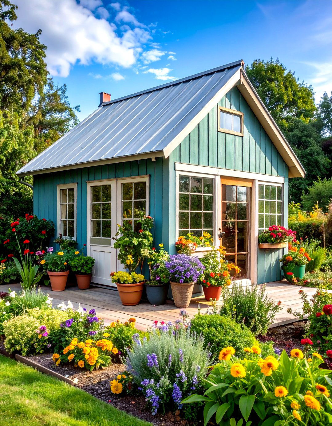 Rustic Farmhouse Greenhouse Shed with Reclaimed Materials - 24 Greenhouse and Shed Combo Ideas
