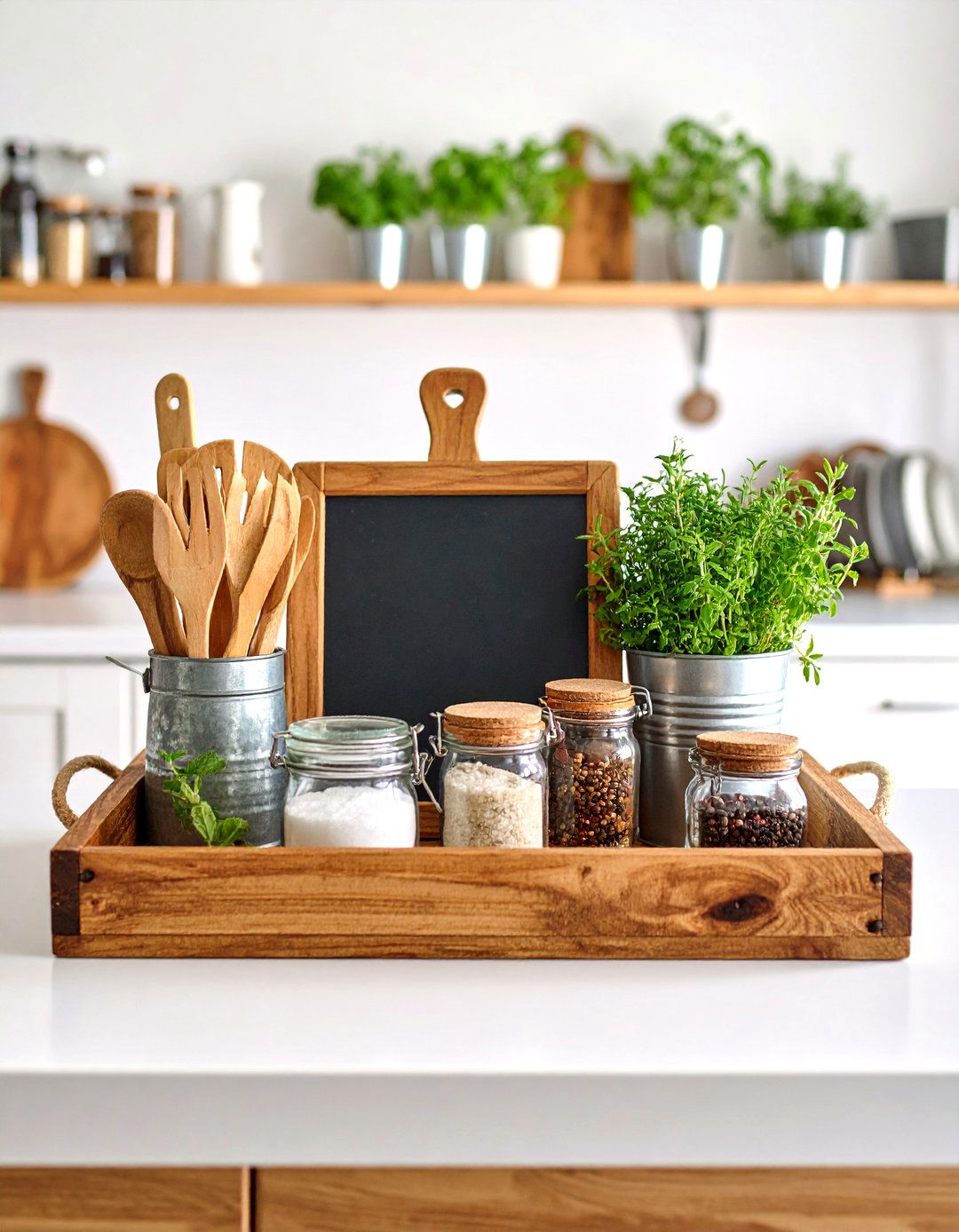 Rustic Farmhouse Kitchen Counter Tray - 24 Tray Decor Ideas