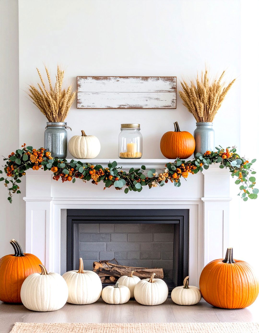 Rustic Farmhouse Mantel Display - 24 Thanksgiving Decoration Ideas