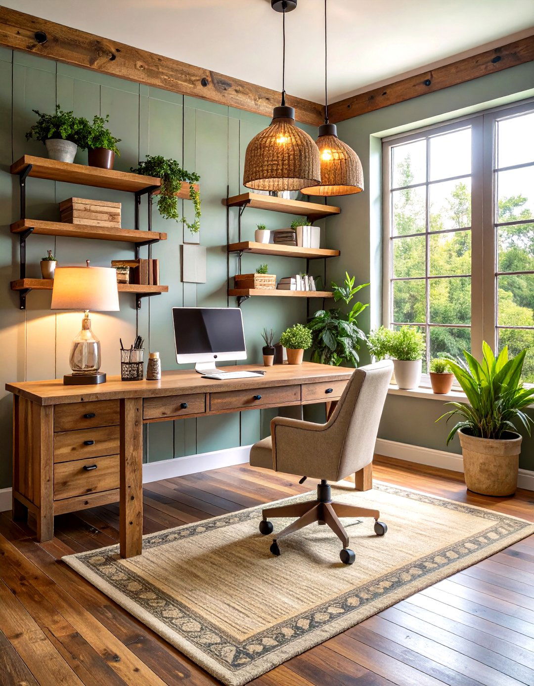 Rustic Farmhouse Office with Reclaimed Wood Features - 24 Small Office Ideas