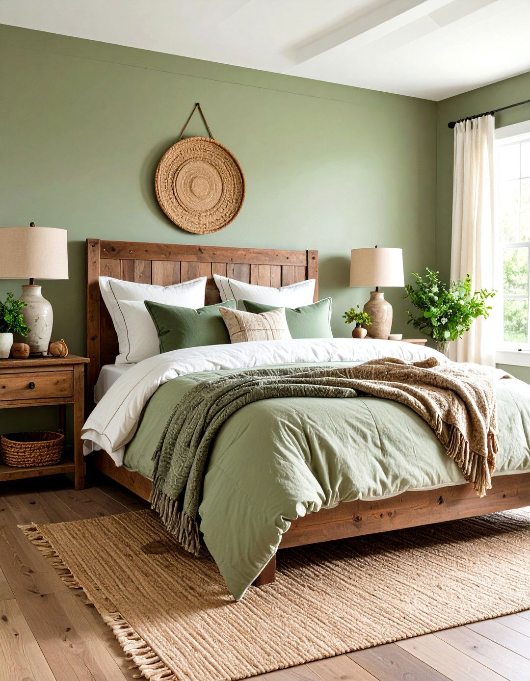 Rustic Farmhouse Olive Green Charm - 24 Olive Green Bedroom Ideas