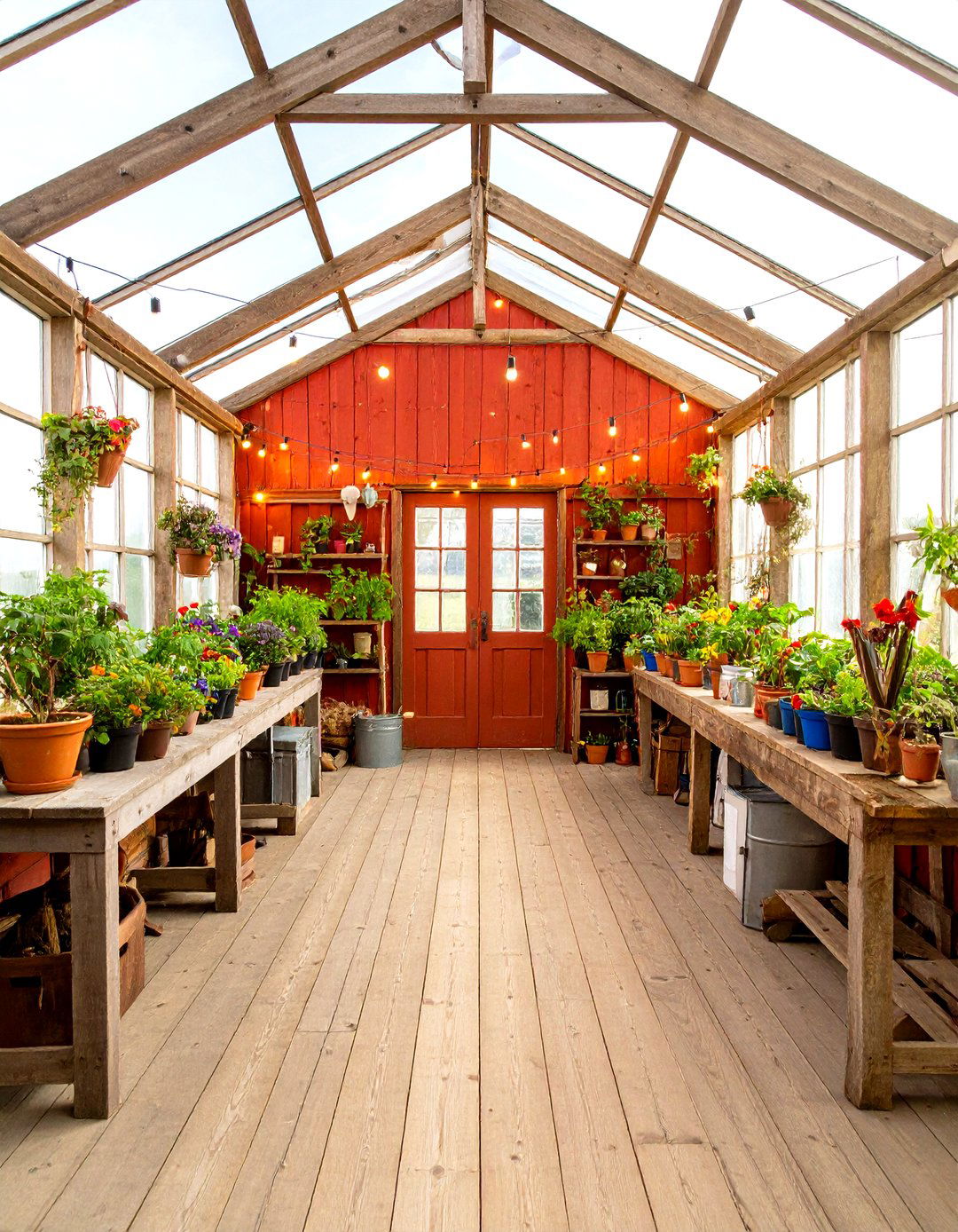 Rustic Farmhouse Potting Shed Greenhouse - 24 Greenhouse Room Ideas