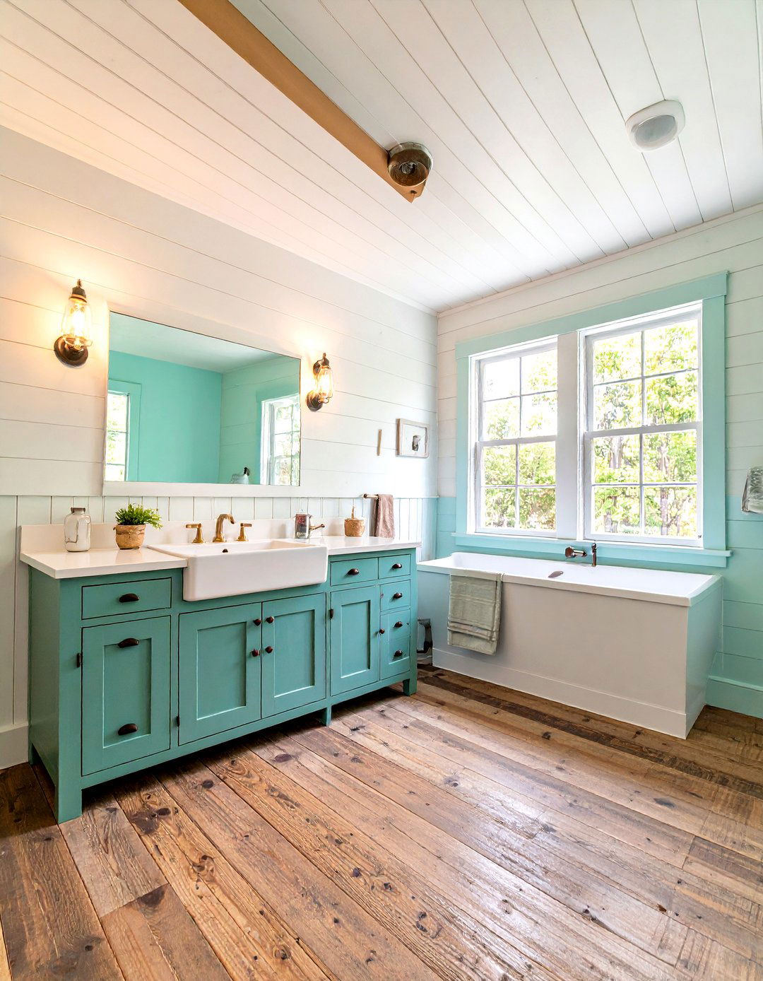 Rustic Farmhouse Powder Room with Reclaimed Wood Elements - 24 Powder Room Ideas