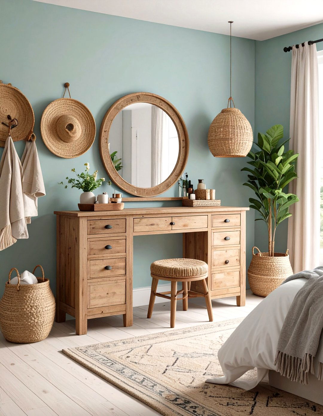 Rustic Farmhouse Reclaimed Wood Station - 24 Makeup Room Ideas