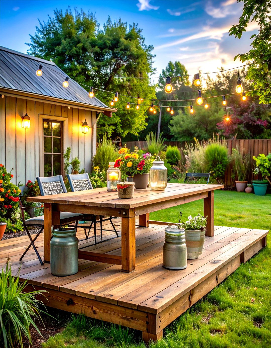 Rustic Farmhouse Style Platforms - 24 Floating Deck Ideas