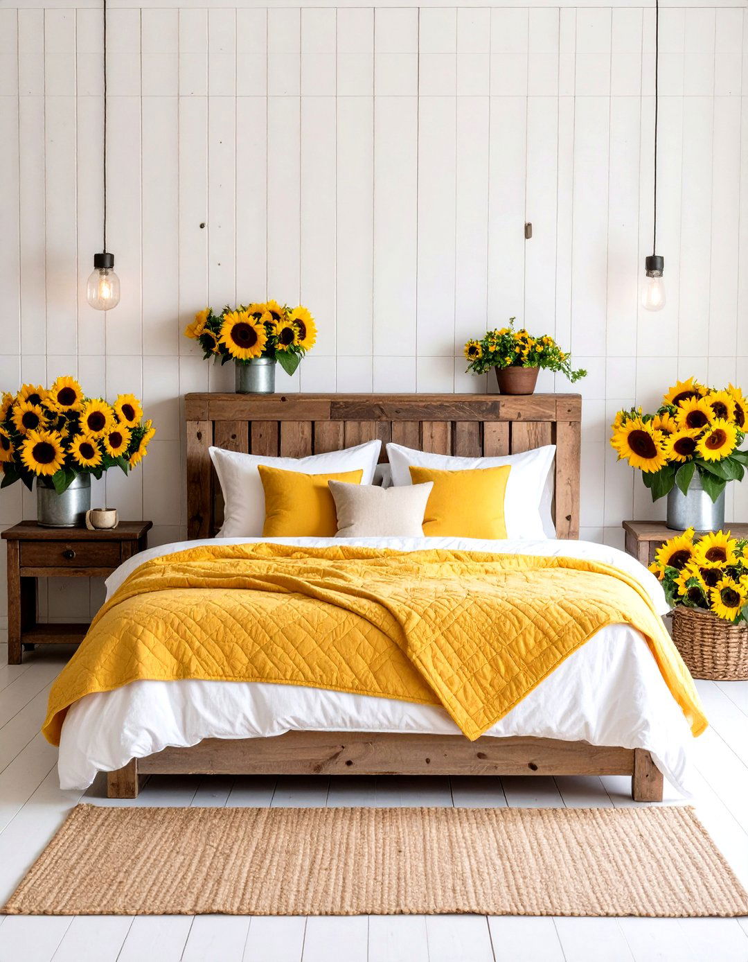 Rustic Farmhouse Sunflower Bedroom - 24 Sunflower Bedroom Ideas