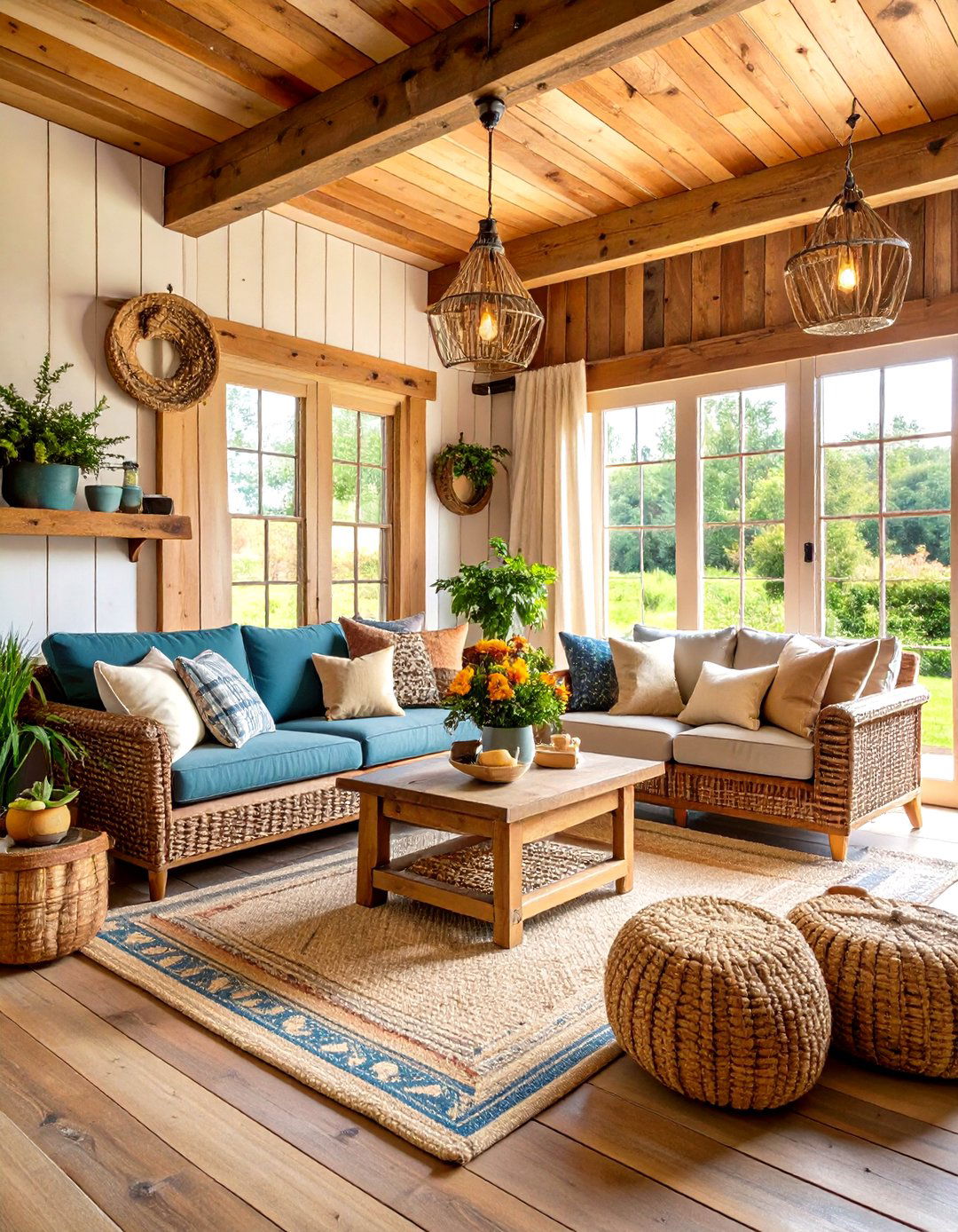 Rustic Farmhouse Sunroom with Reclaimed Wood Elements - 24 Sunroom Ideas