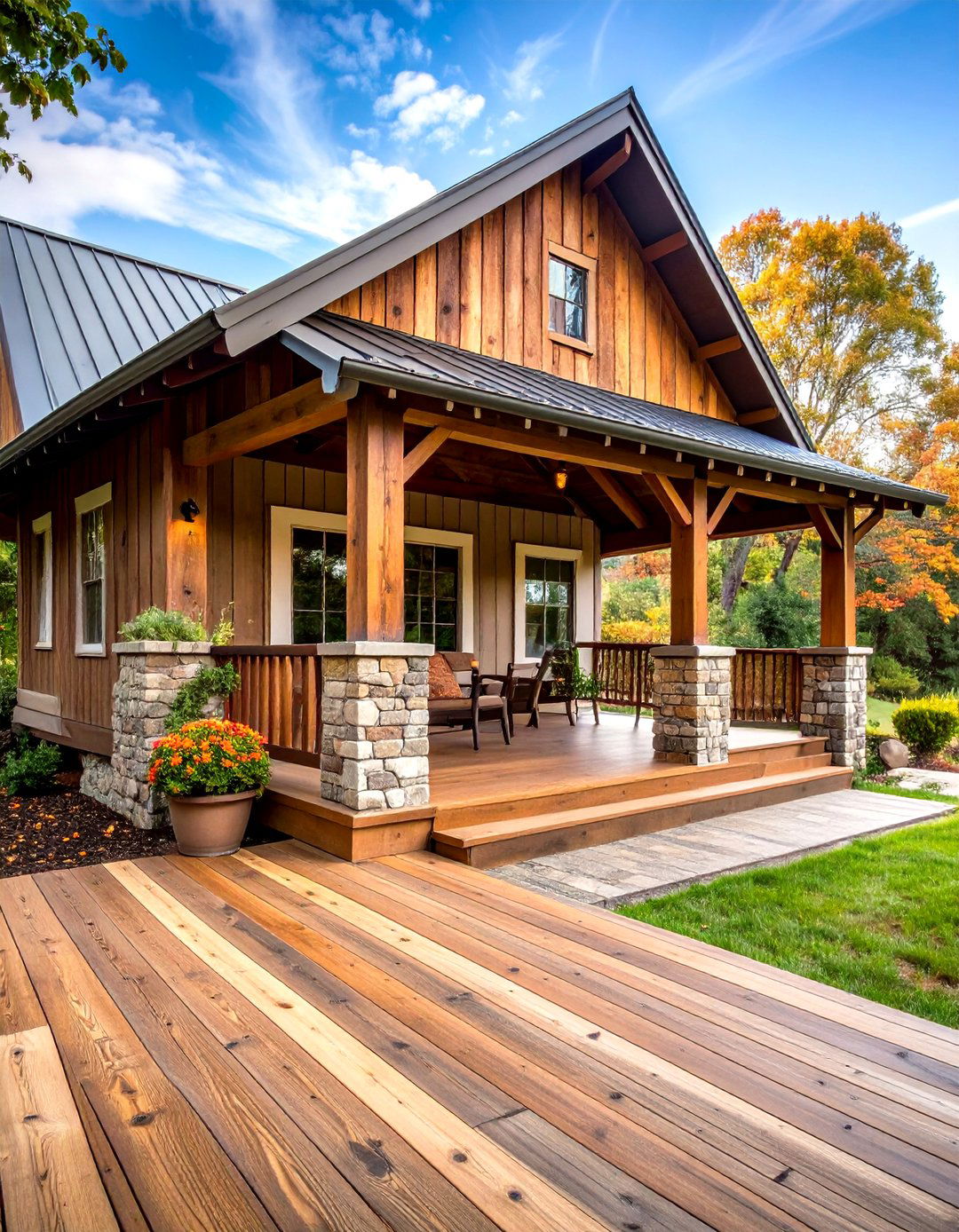 Rustic Farmhouse Timber Frame Design - 24 Open Gable Porch Ideas