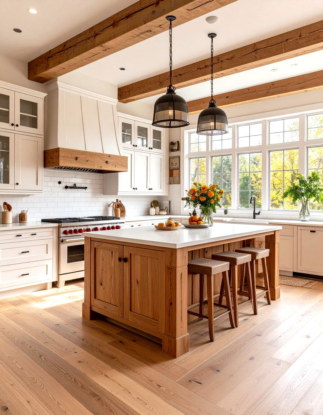 Rustic Farmhouse Wood Elements - 24 Kitchen With White Appliances Ideas