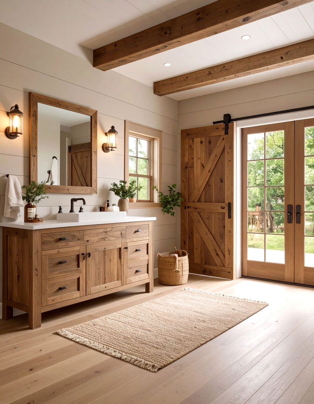 Rustic Farmhouse Wood Vanity - 24 Brown Bathroom Ideas