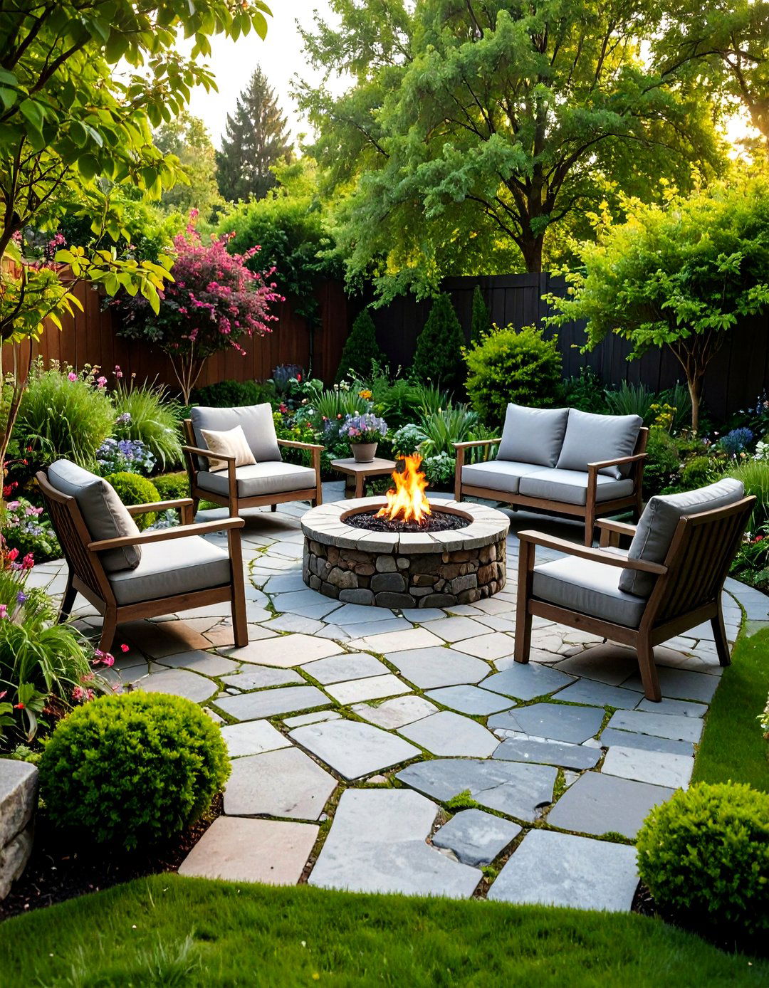 Rustic Flagstone Paver Patio with Natural Edges - 24 Paver Patio Ideas