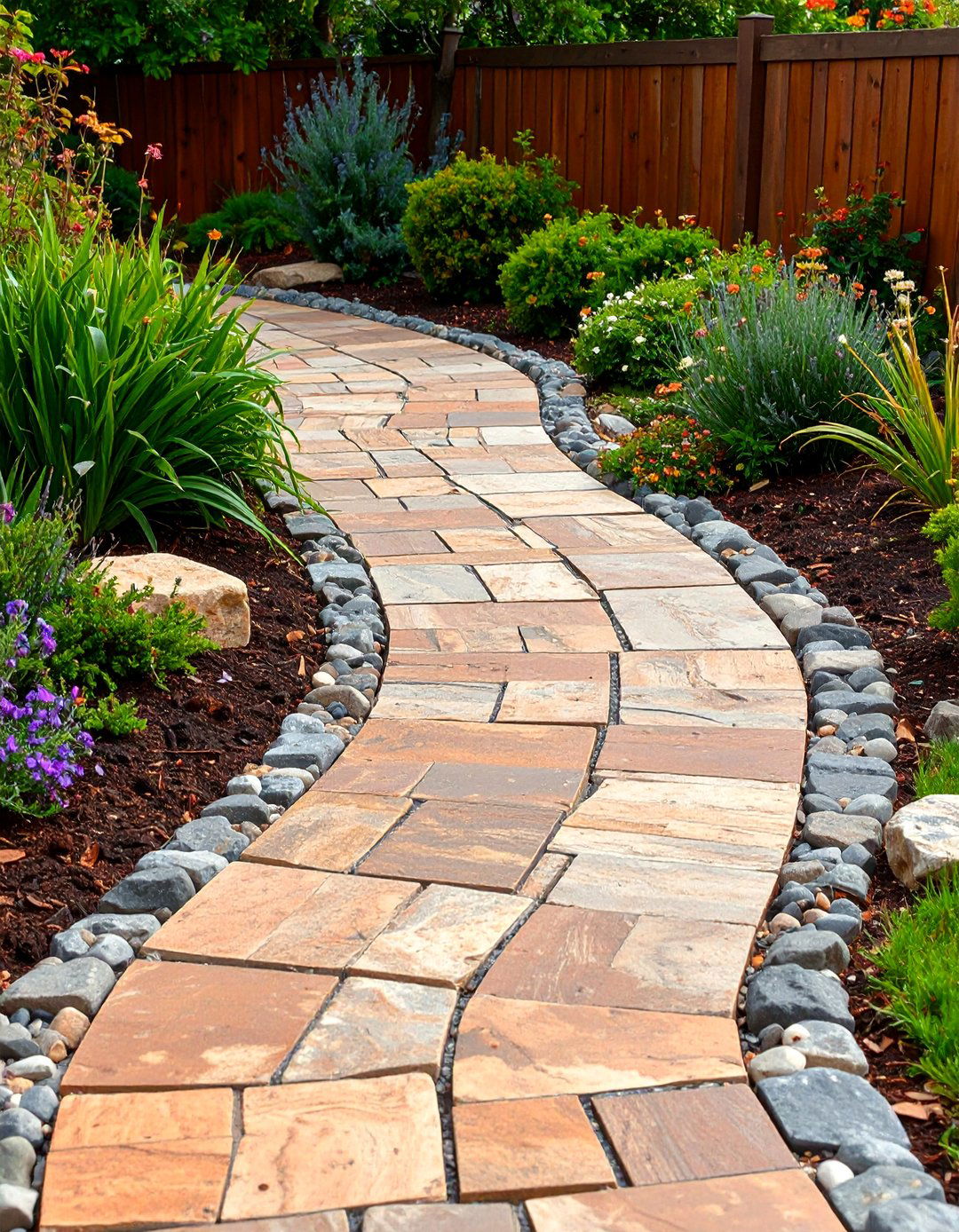 Rustic Garden Composite Path - 24 Composite Walkway Ideas