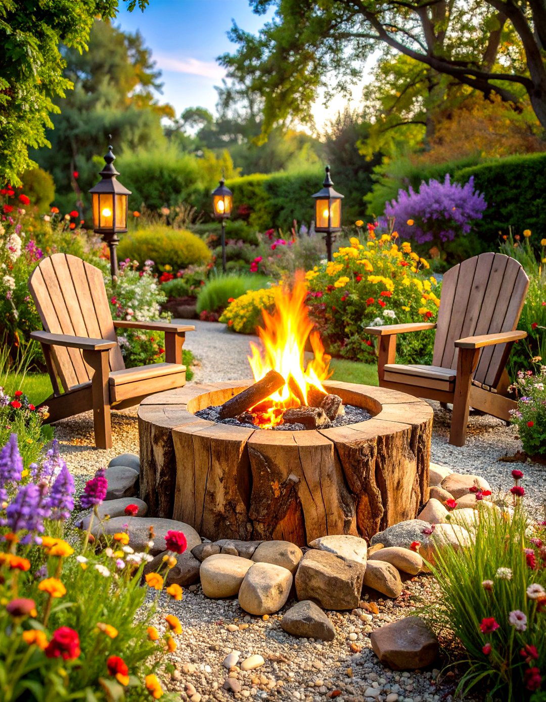 Rustic Garden Fire Pit - 24 Tree Stump Fire Pit Ideas
