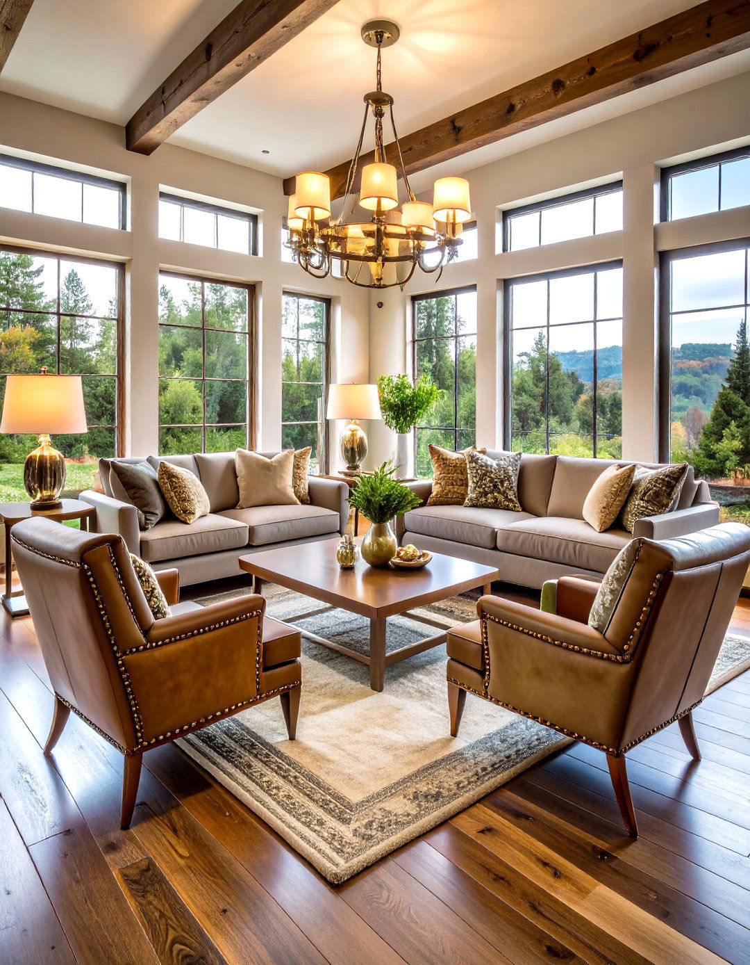Rustic Glam Metallic Accent Design - 24 Cabin Living Room Ideas