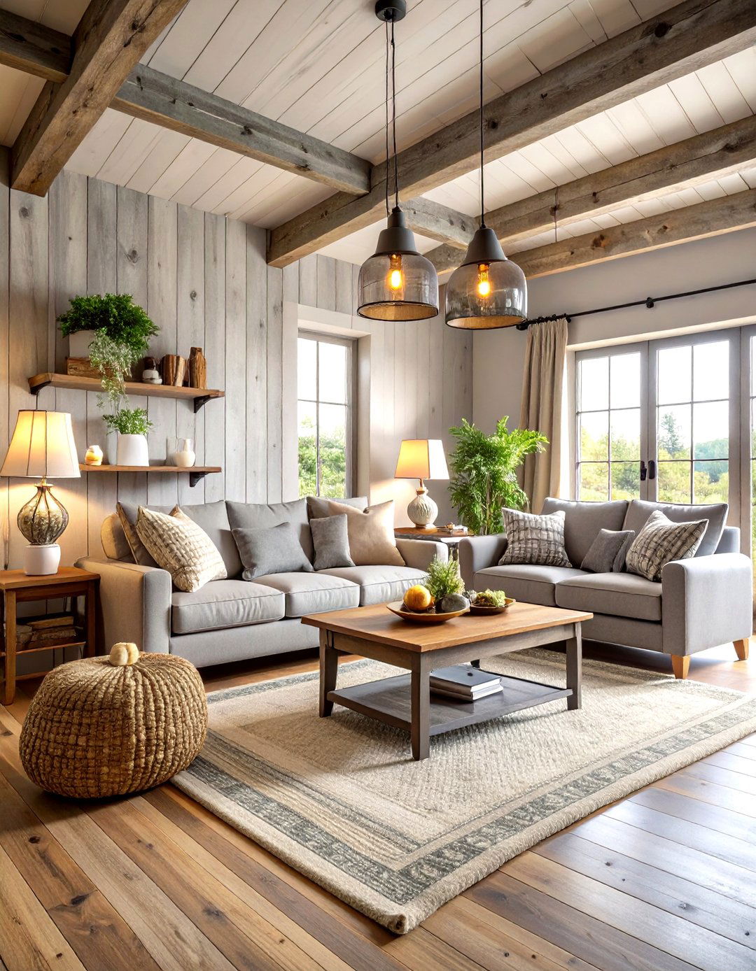 Rustic Gray Farmhouse Living Room - 24 Gray Living Room Ideas