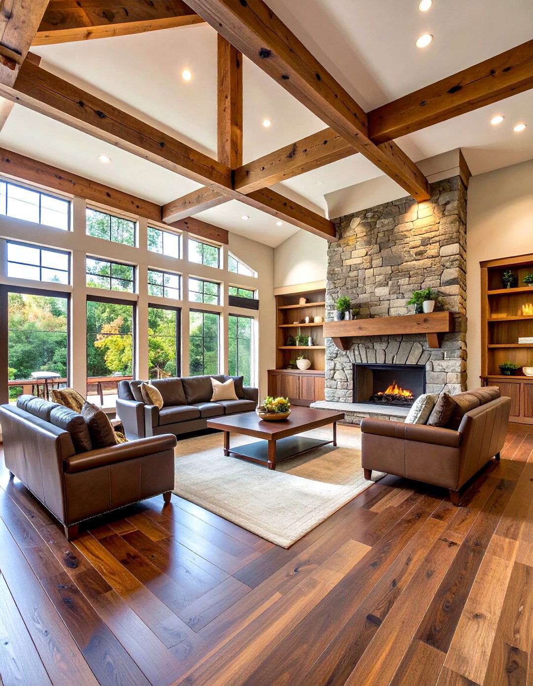 Rustic Great Room Dark Walnut Wide Plank - 24 Dark Walnut Floors for Rooms