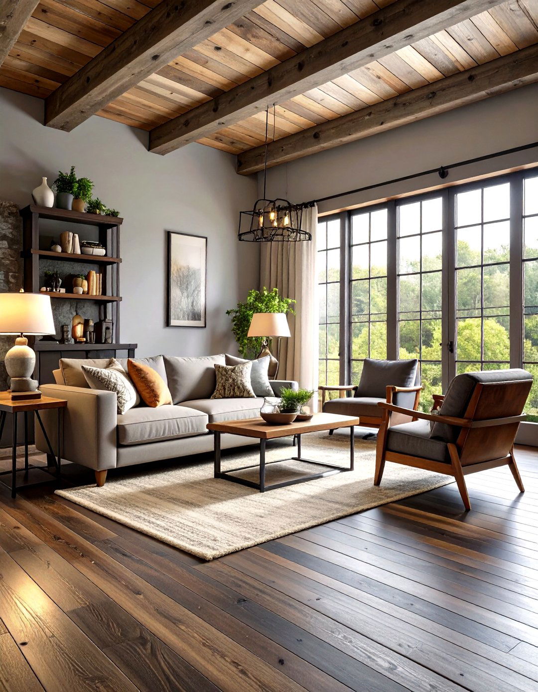 Rustic Grey Living Room Approach - 24 Grey Living Room With Dark Wood Floors