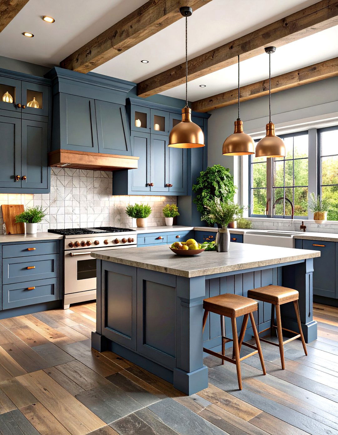 Rustic Grey Slate Floor Kitchen - 24 Kitchens With Grey Floors