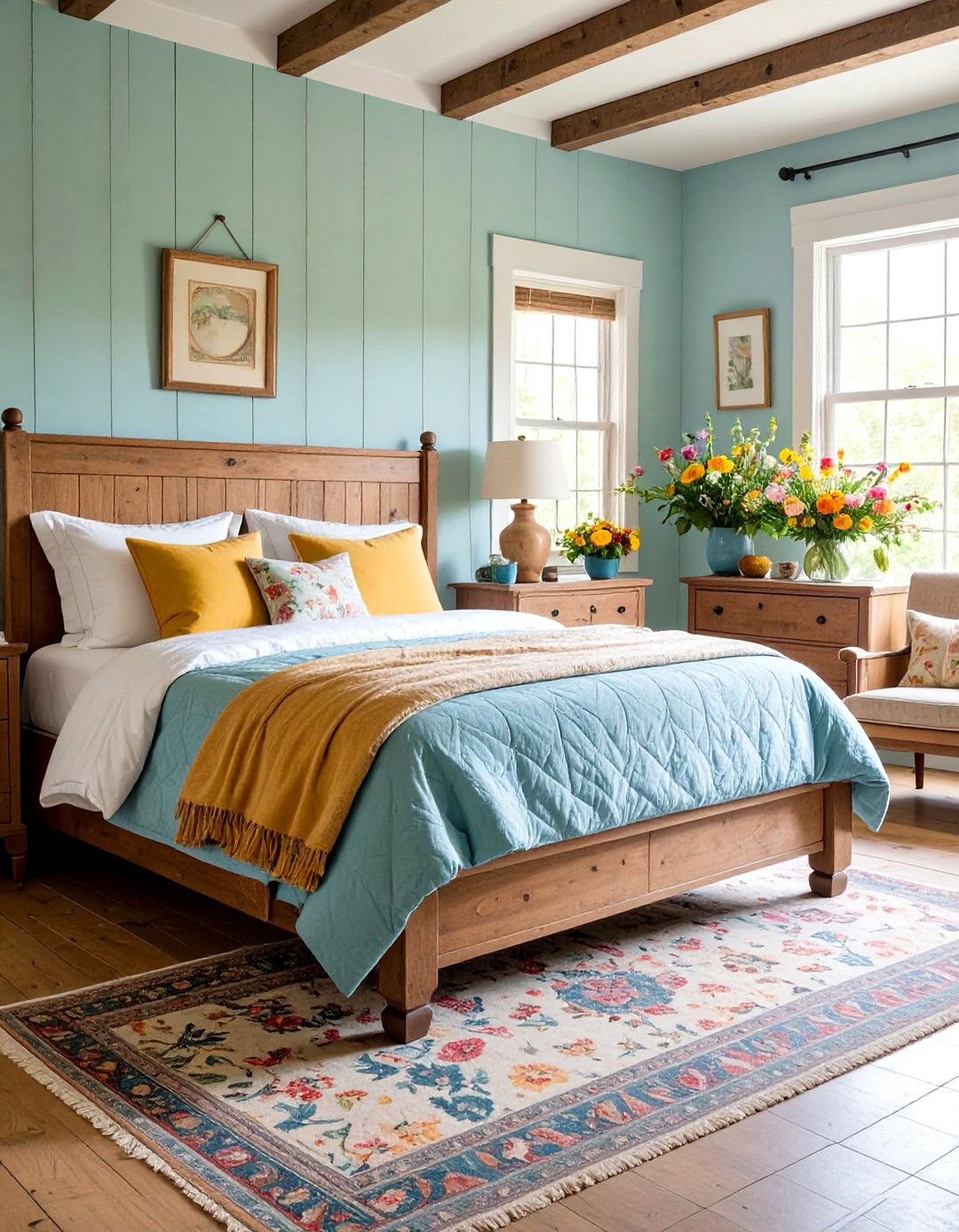 Rustic Guest Bedroom with Vintage Quilts - 24 Rustic Decor Ideas