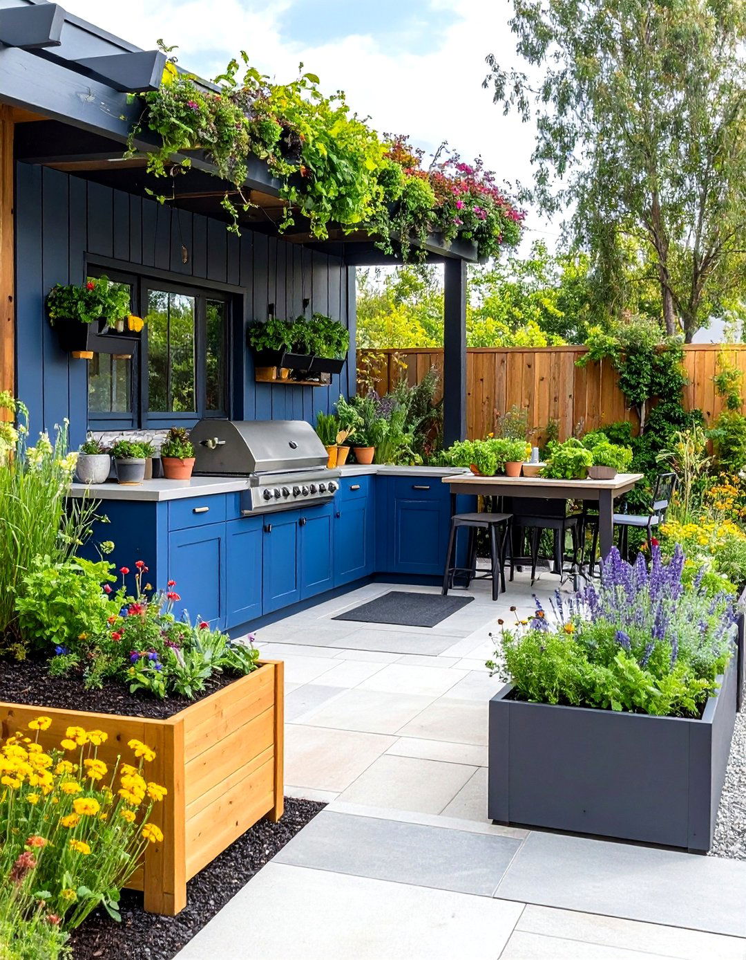 Rustic Herb Garden Integration - 24 Rustic Outdoor Kitchen Ideas