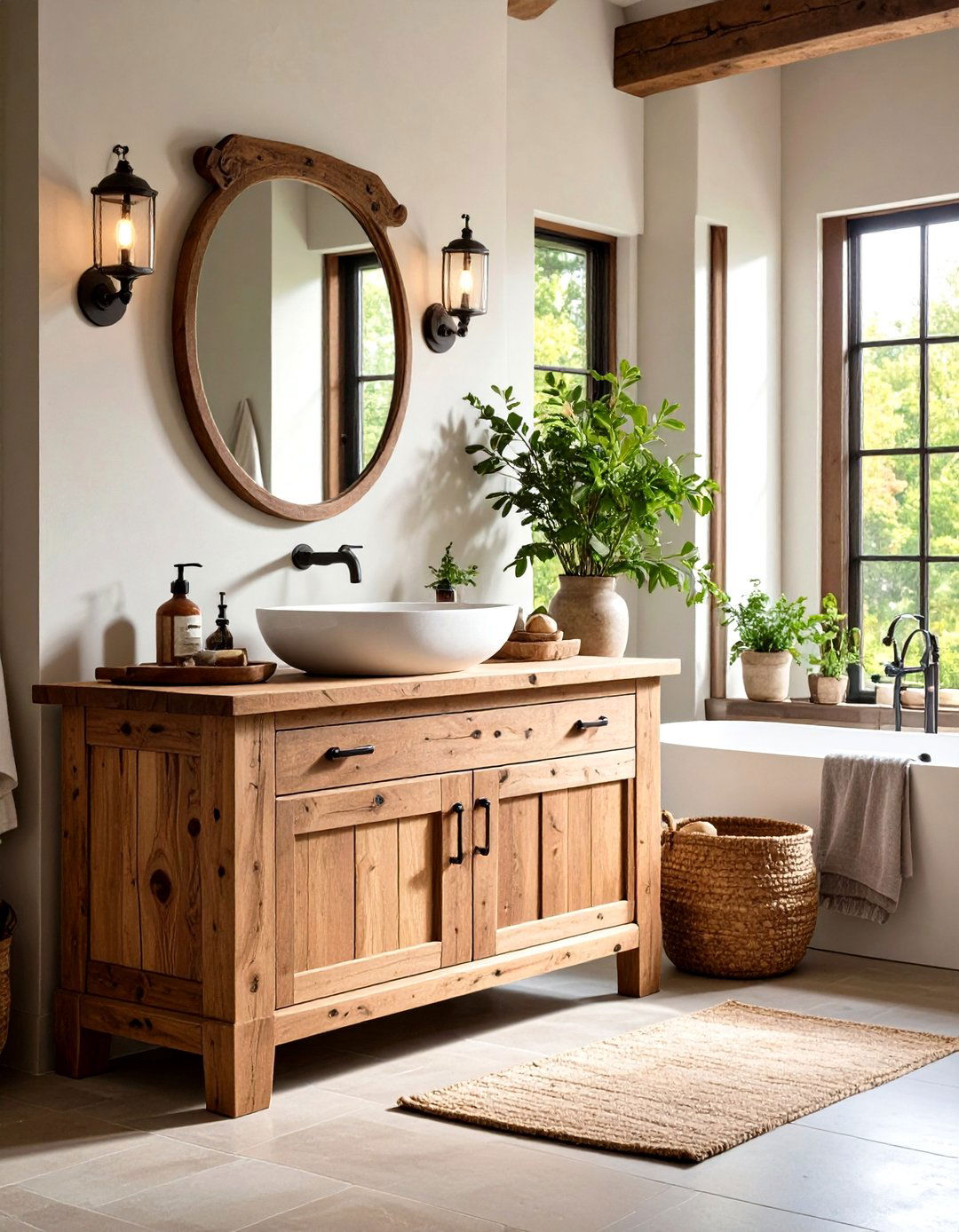 Rustic Hickory Vanity with Natural Edge - 24 Wood Bathroom Vanity Ideas