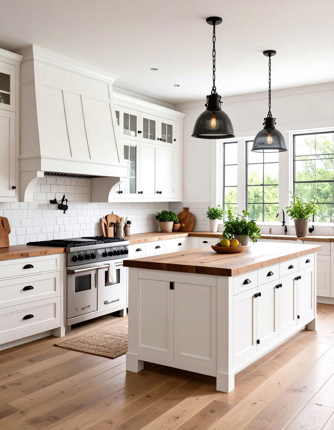 Rustic Kitchen with Hand Forged Black Hardware - 24 White Kitchen Cabinets With Black Hardware
