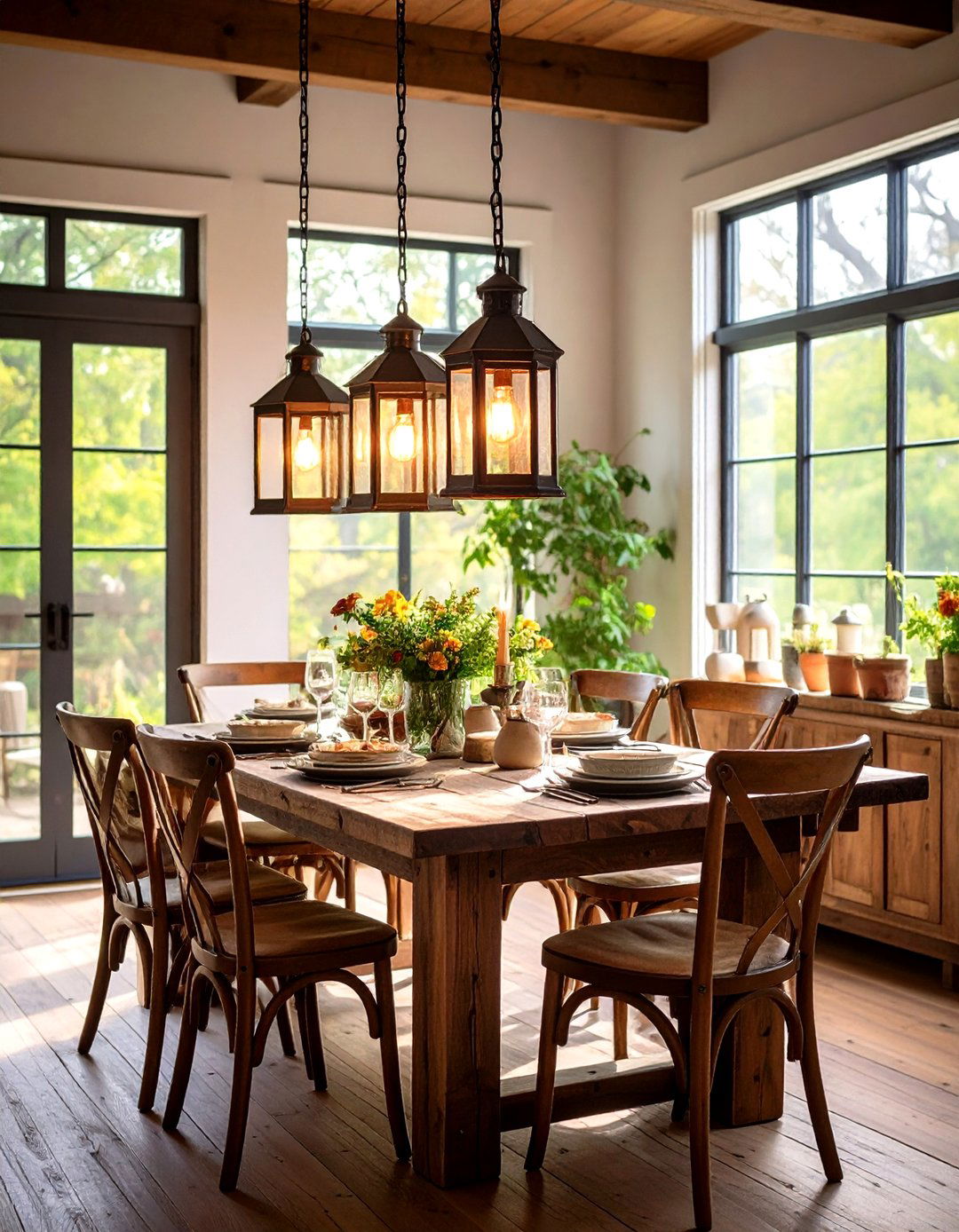 Rustic Lantern Charm - 24 Dining Room Lighting Ideas