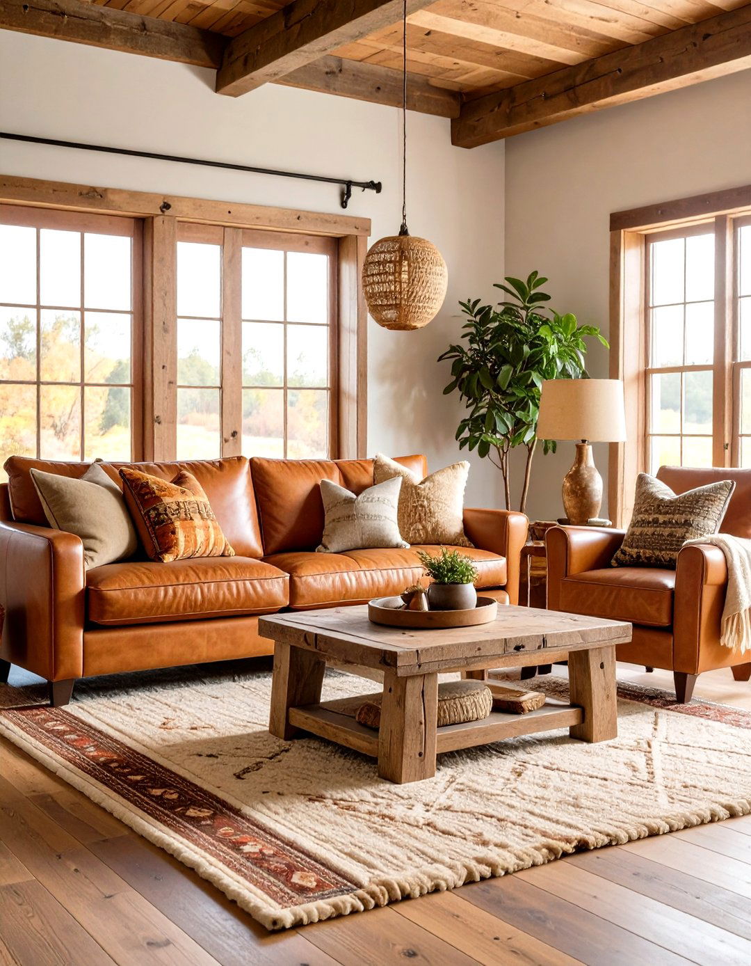 Rustic Leather Living Room Design - 24 Western Decor Ideas